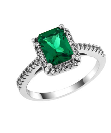 ΔΑΧΤΥΛΙΔΙ ΑΠΟ ΛΕΥΚΟ ΧΡΥΣΟ 14 ΚΑΡΑΤΙΑ ΜΕ ΠΡΑΣΙΝΟ ΖΙΡΓΚΟΝ κωδ:dxt035