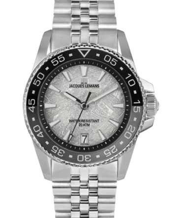 Ανδρικό ρολόι Jacques Lemans με textured ασημί καντράν και ατσάλινο μπρασελέ