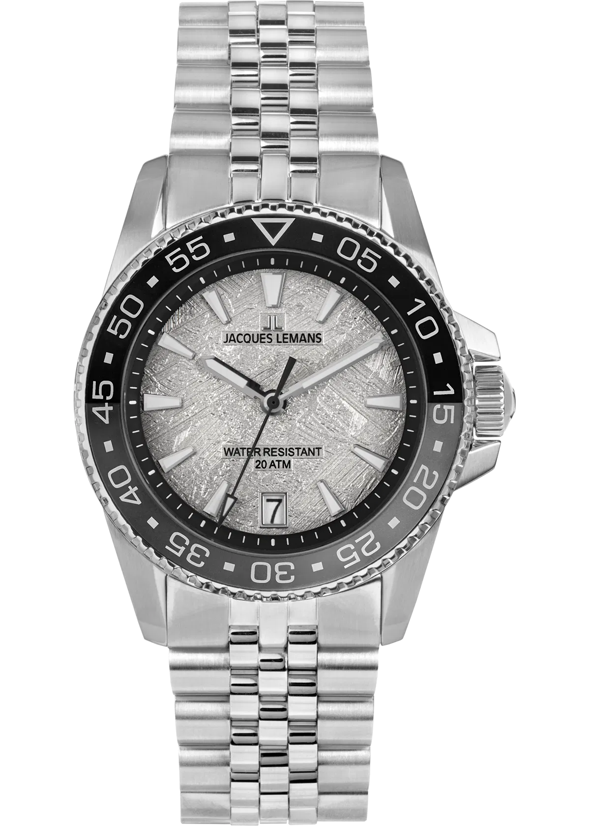 Ανδρικό ρολόι Jacques Lemans με textured ασημί καντράν και ατσάλινο μπρασελέ