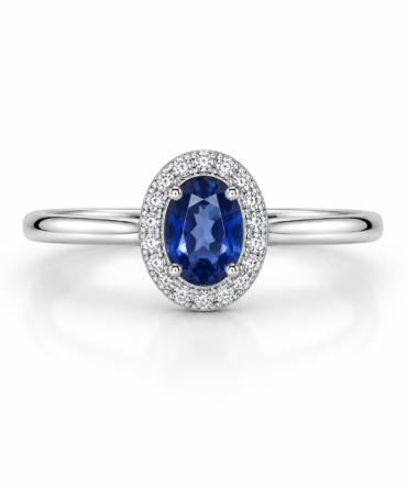Δαχτυλίδι Κ18 Λευκόχρυσο με Ζαφείρι 0.70ct και Brilliant 0.09ct κωδ:dxt1804