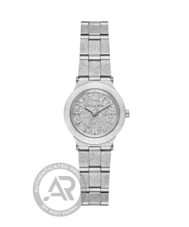 Γυναικείο ασημί ρολόι Michael Kors με crystal texture και λαμπερό καντράν