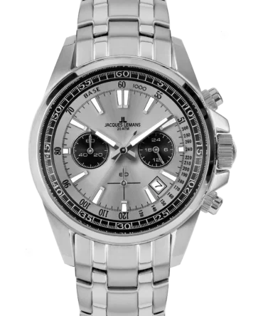 Ανδρικό Ρολόι Jacques Lemans Chronograph Ασημί με Ατσάλινο Μπρασελέ 1-2117ZA