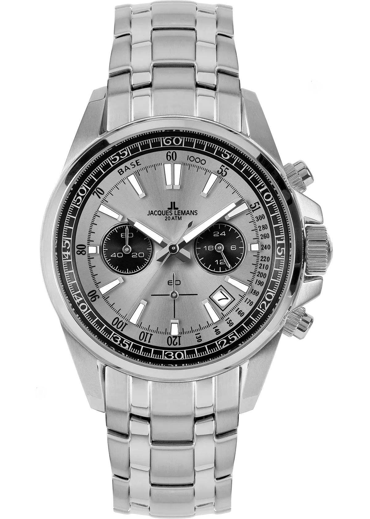 Ανδρικό Ρολόι Jacques Lemans Chronograph Ασημί με Ατσάλινο Μπρασελέ 1-2117ZA