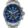 Ανδρικό ρολόι Jacques Lemans chronograph με μπλε καντράν και ατσάλινο μπρασελέ