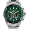 Ανδρικό ρολόι Jacques Lemans chronograph με πράσινο καντράν και ατσάλινο μπρασελέ