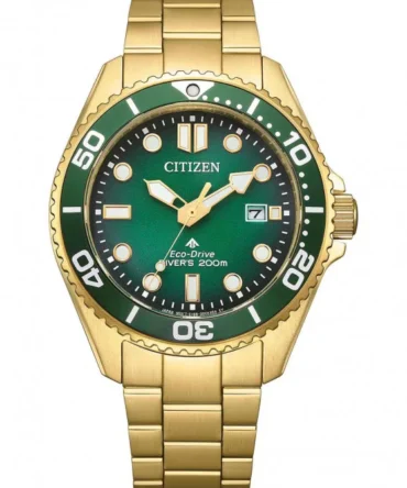 Ρολόι  CITIZEN Eco-Drive Diver Green & Gold 200m BN0262-59W