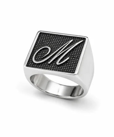 Monogram M Silver Ring 925 | Kanakis Jewels